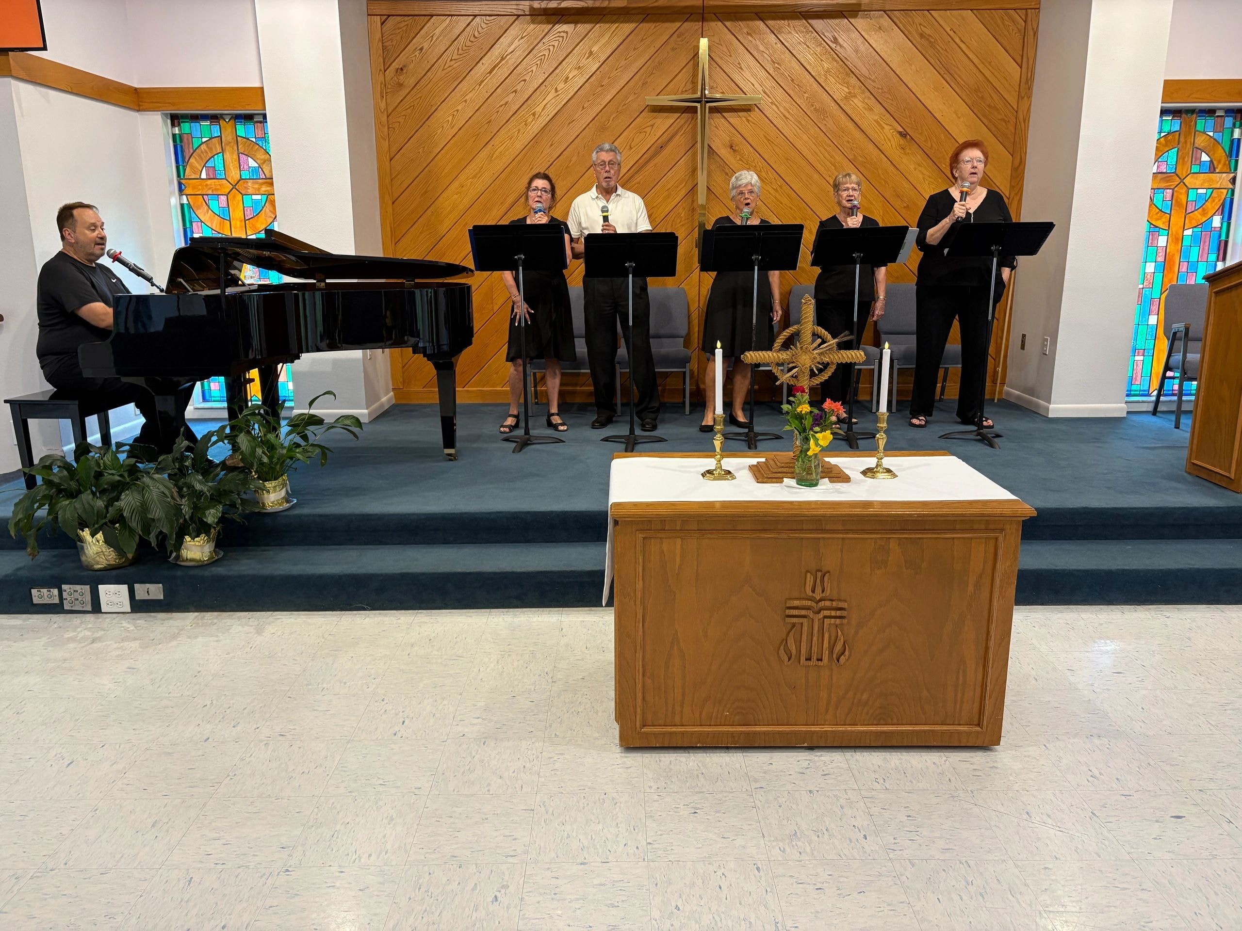 Church choir with pianist accompaniment